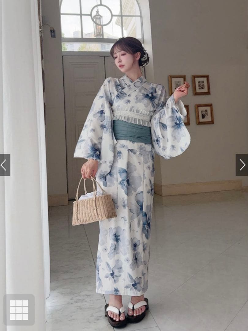 GRL 3点セット2Way水彩花柄浴衣セット［fy027］