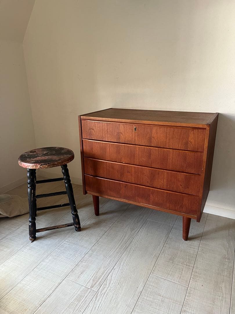 60-70年代 北欧 ビンテージ デンマーク製 4段 チェスト チーク