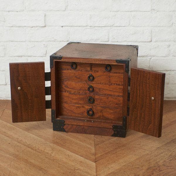 93698★欅 和箪笥 小箪笥 鉄金具 チェスト 船箪笥 整理タンス