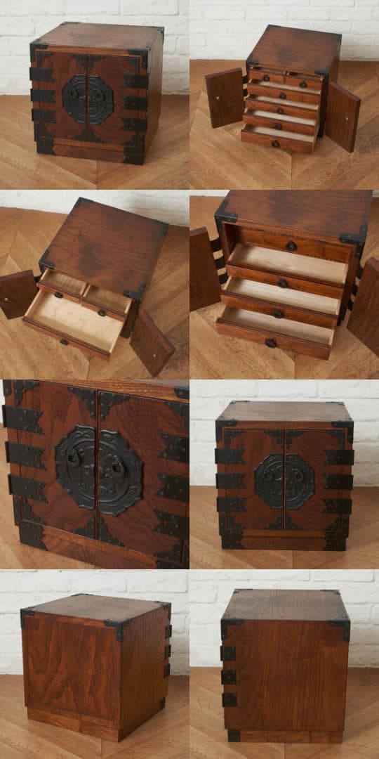 93698★欅 和箪笥 小箪笥 鉄金具 チェスト 船箪笥 整理タンス