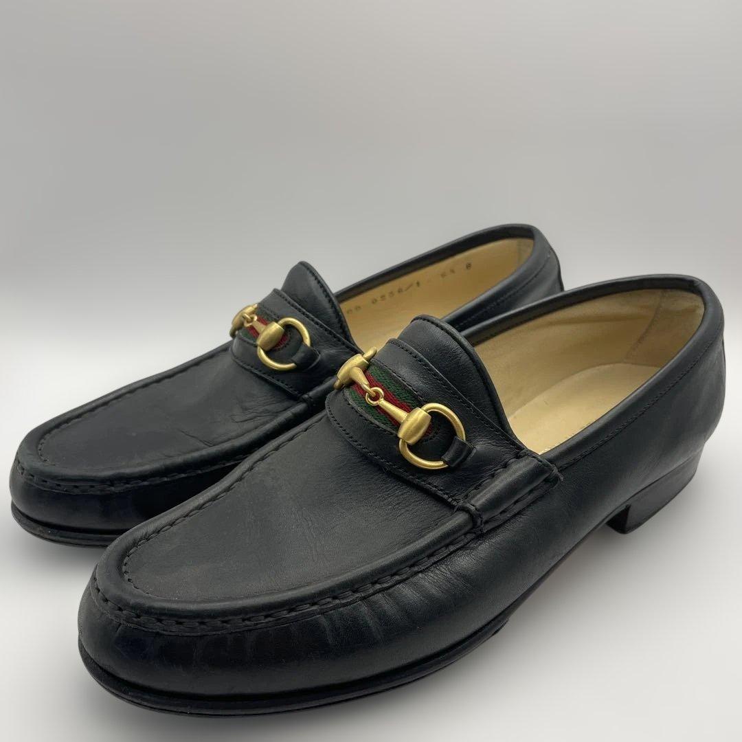 グッチ　ホースビット ローファー　レザー　シェリー　ブラック　ゴールド　61/2