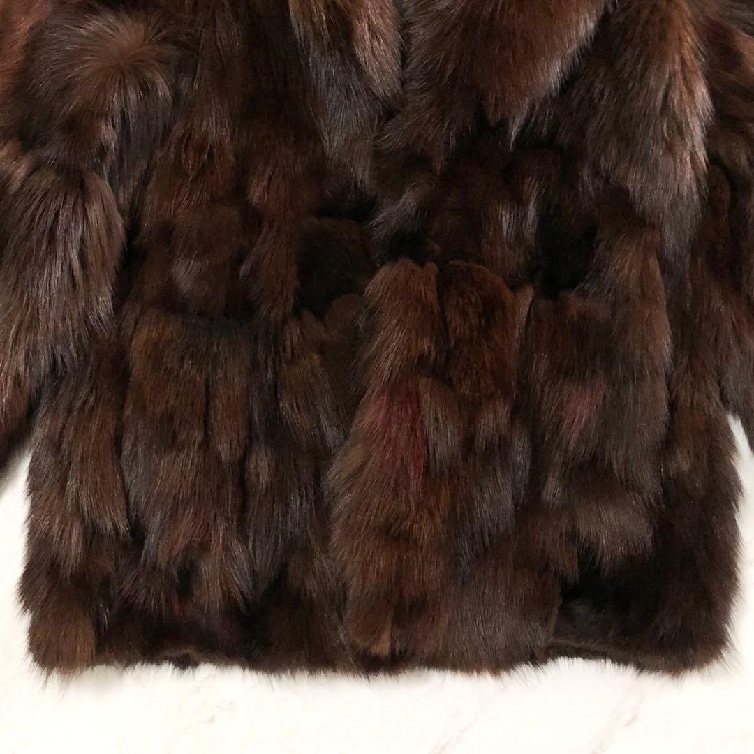 希少✨染めフォックス 本毛皮 リアルファーコート ボリューム◎ ブラウン系