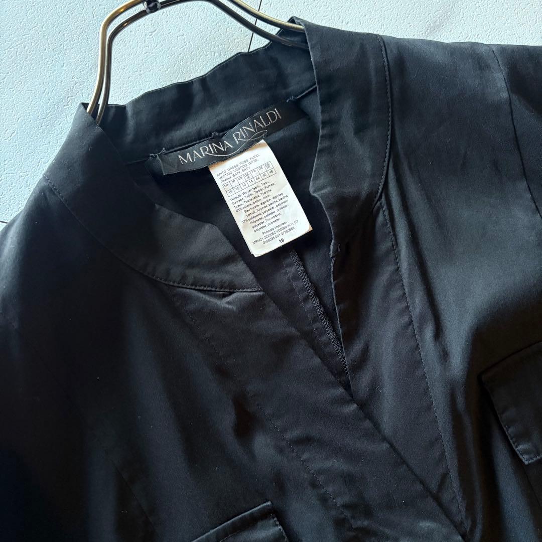 NO.3-139 MARINA RINALDI 46サイズ　黒ロングシャツワンピ