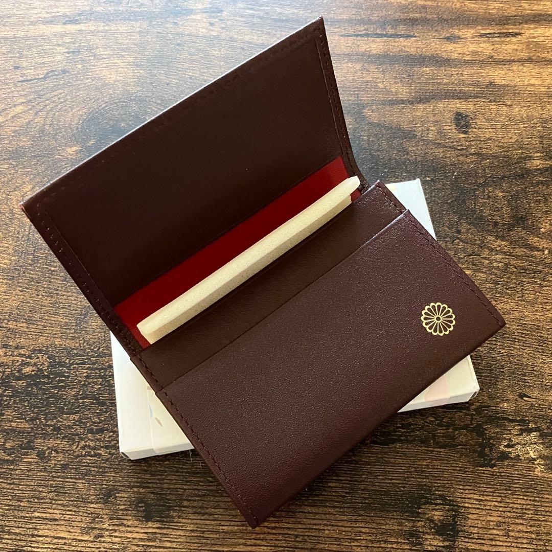 【匿名/即発送】皇居 名刺入れ 赤色 ワインレッド　皇居財布 箱入り