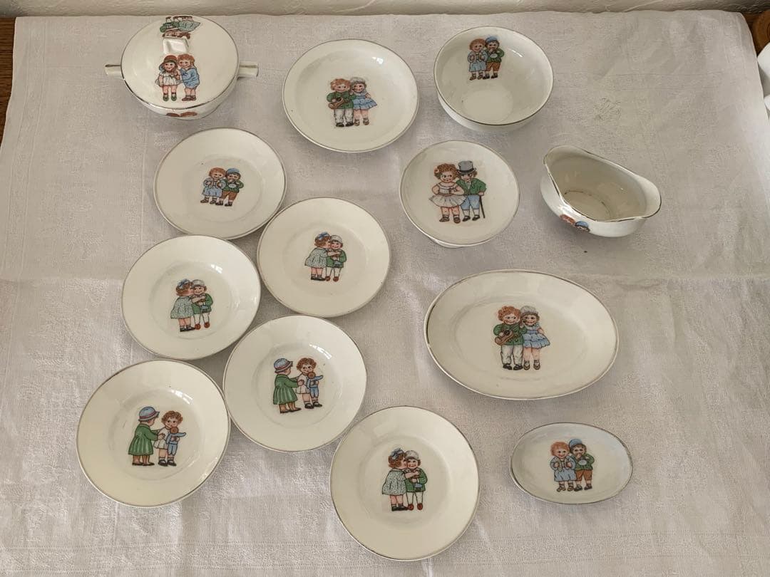 フランスアンティーク　ディネット　まとめて　おままごと　ディスプレイ