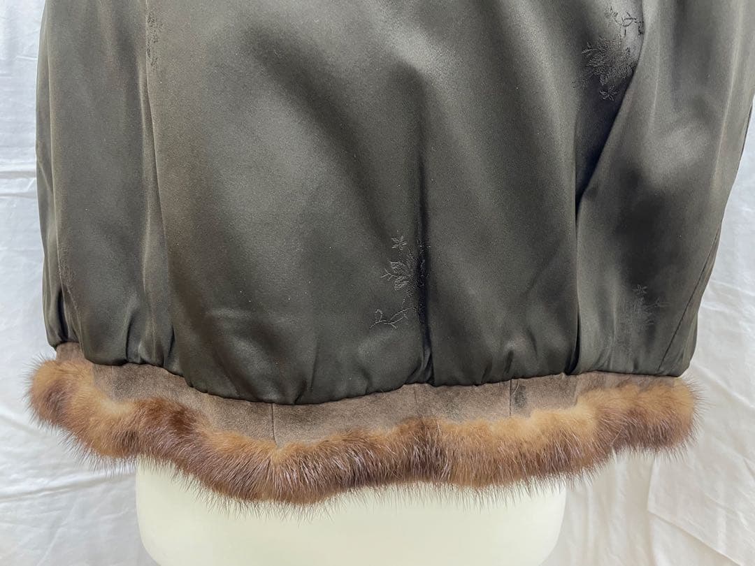 【S】ミンク ファー 毛皮 コート ブラウン ミドル丈