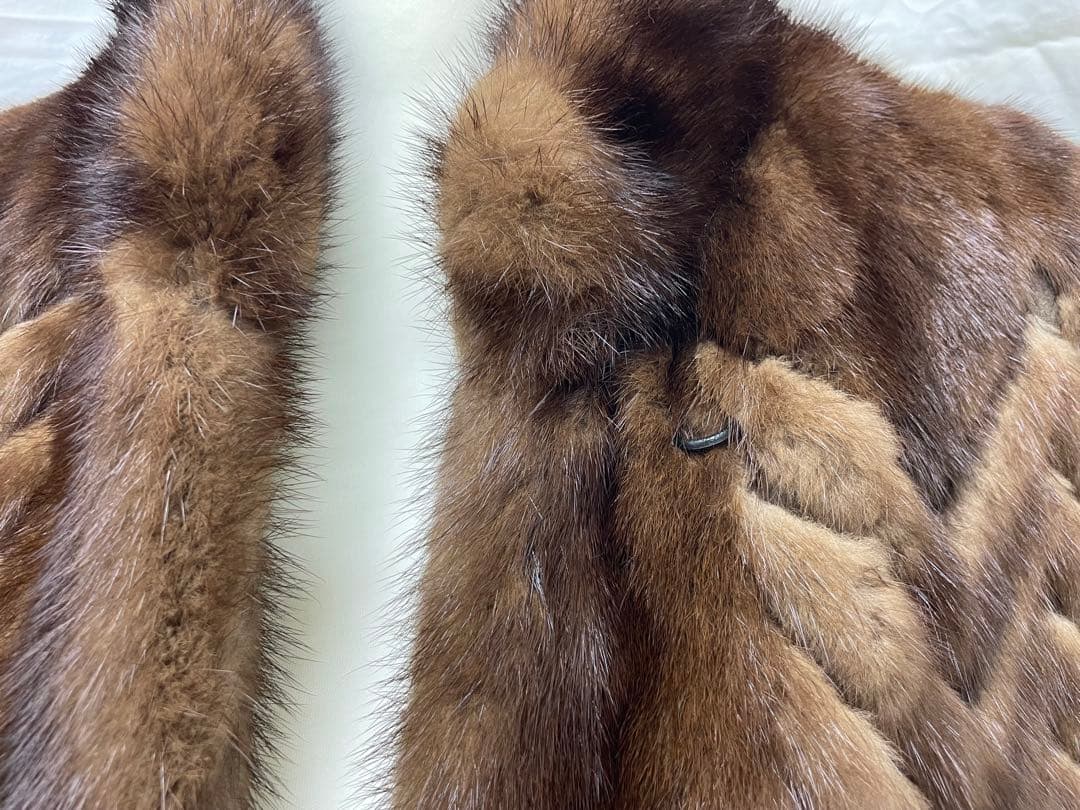 【S】ミンク ファー 毛皮 コート ブラウン ミドル丈