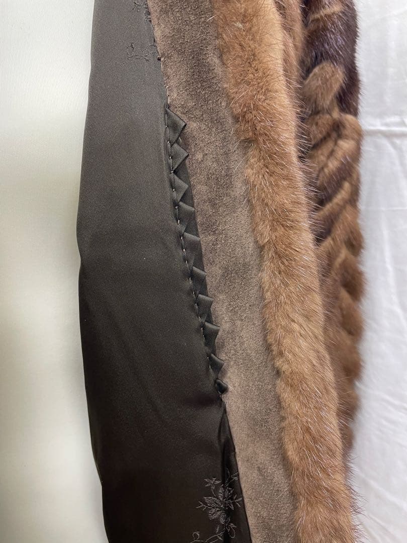 【S】ミンク ファー 毛皮 コート ブラウン ミドル丈