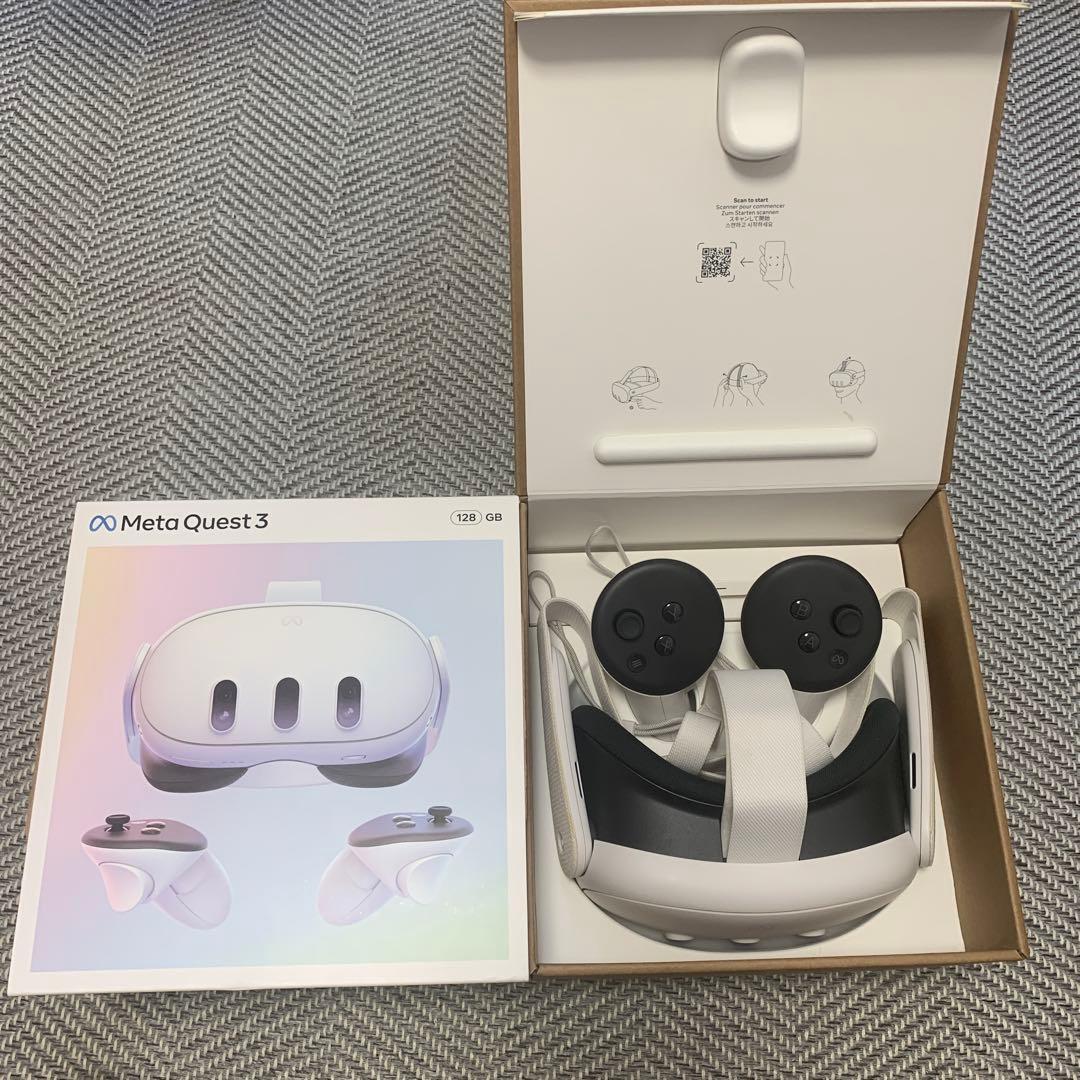  Quest 3 128GB VRヘッドセットとコントローラー