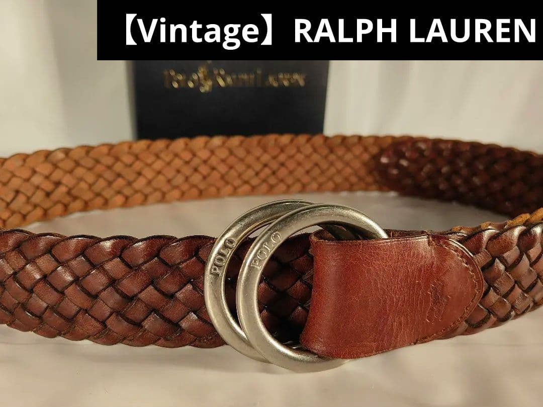 【ヴィンテージ】PRL ポロラルフローレン　高級ダブルリング編み込みドレスベルト