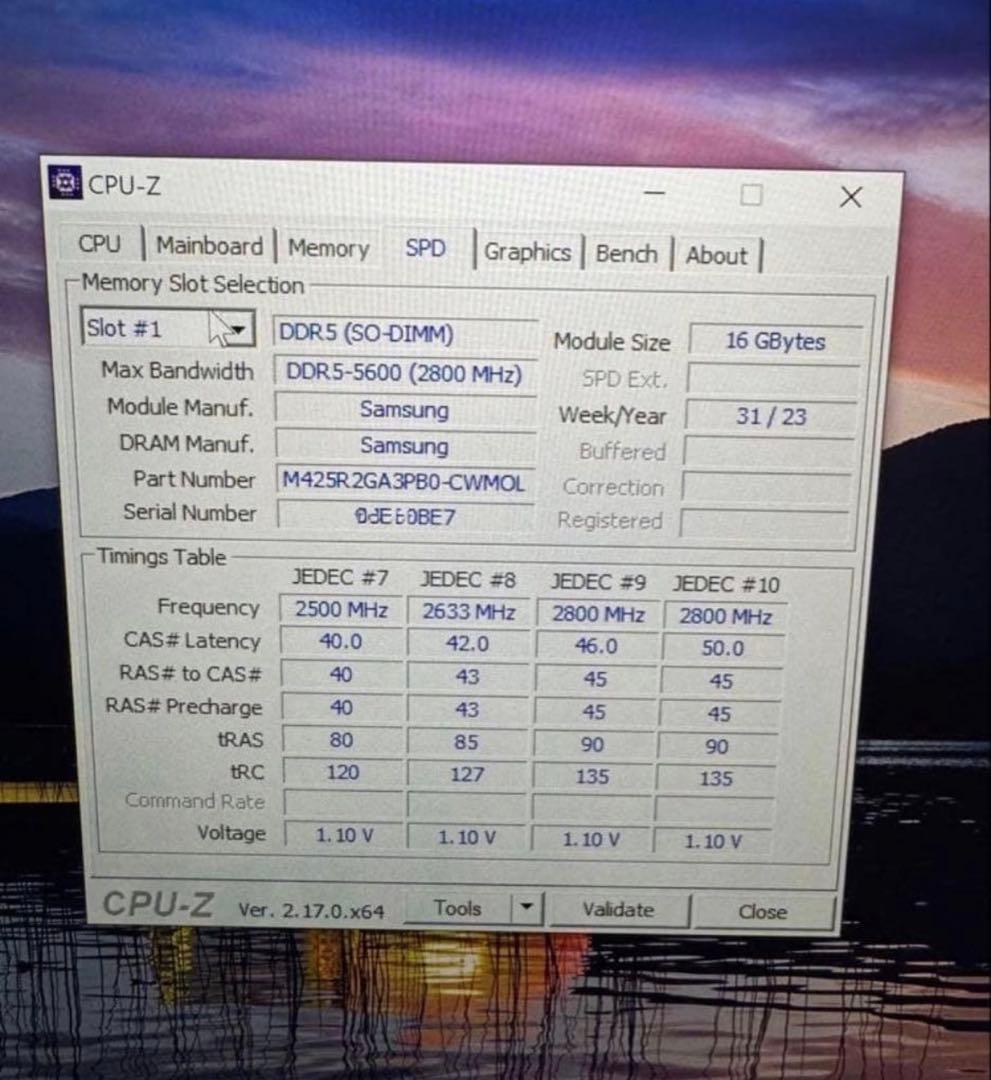 サムスン DDR5 16GB 5600 SODIMM メモリー