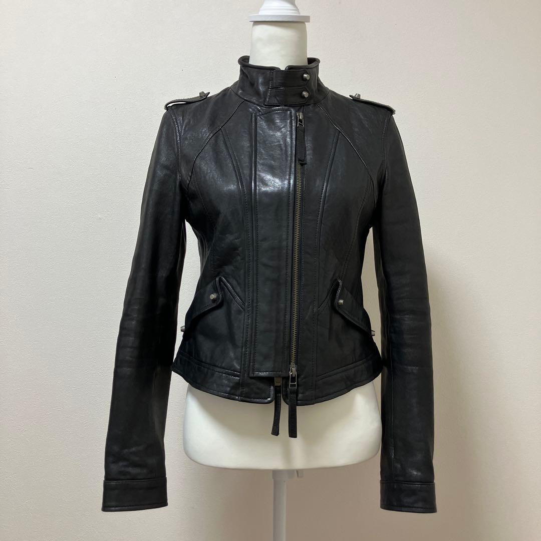 goa ゴア　レザー　レザージャケット　ライダース　秋　黒　ブラック　羊革　革