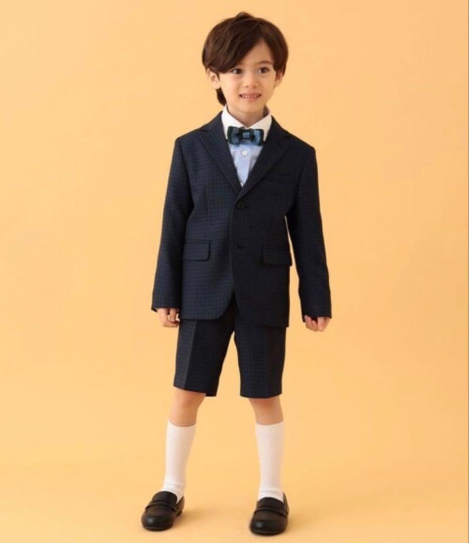 BEAMS mini セレモニー スーツ セットアップ 120 ネイビーチェック