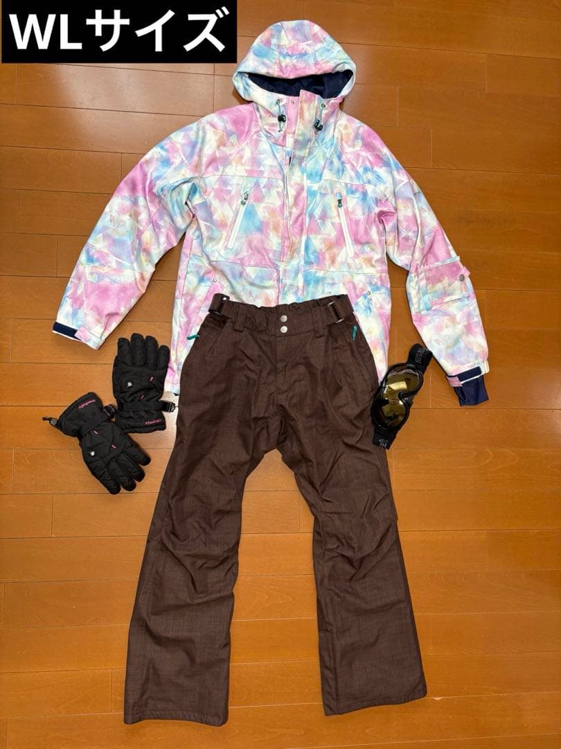 スノーボードウェア　上下セット　ゴーグル　手袋　レディース　WL スキー　冬