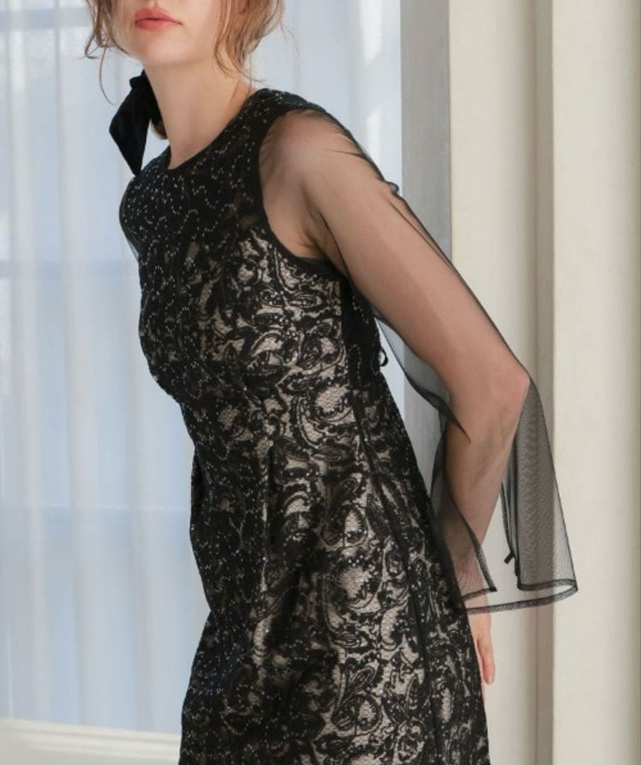 スーツ・フォーマル・ドレス ANDRESD/leaf embroidery back designdress