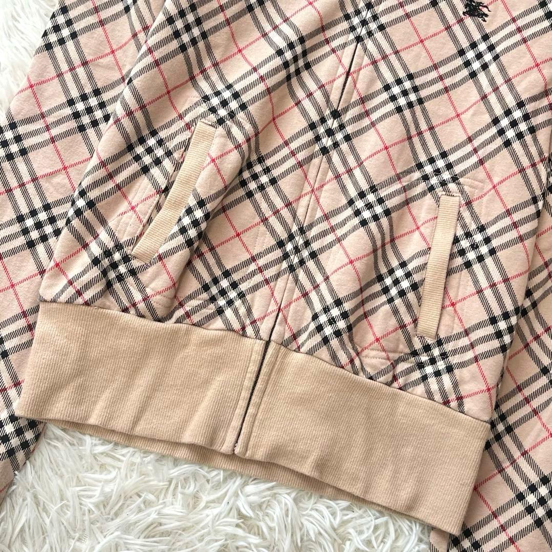 バーバリーブルーレーベル ジップアップパーカー ノバチェック ホース刺繍 38