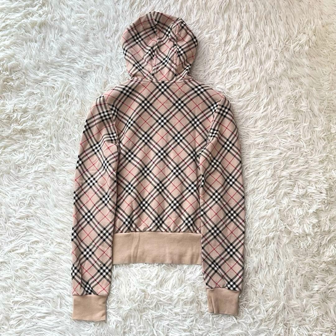 バーバリーブルーレーベル ジップアップパーカー ノバチェック ホース刺繍 38