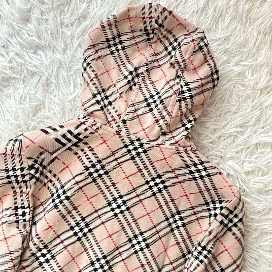 バーバリーブルーレーベル ジップアップパーカー ノバチェック ホース刺繍 38