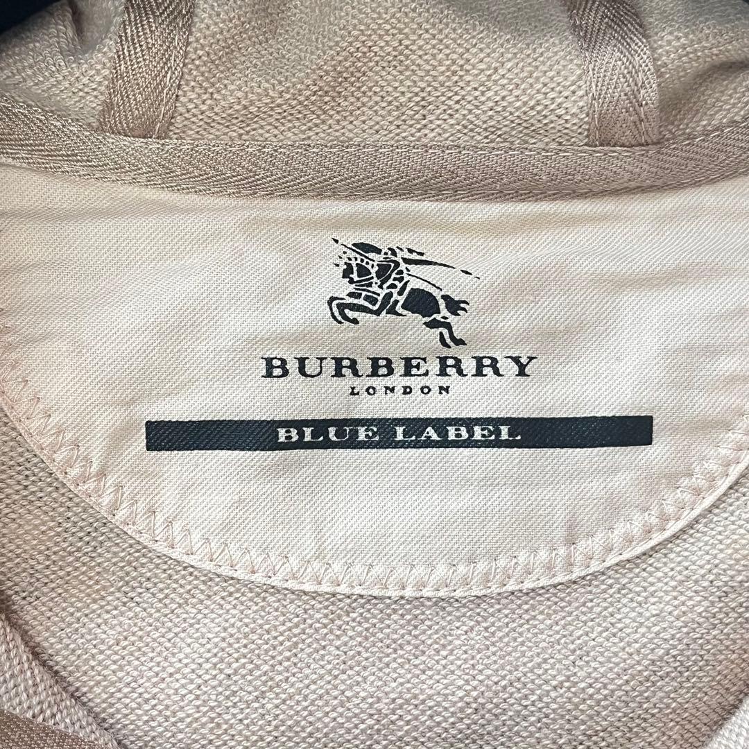 バーバリーブルーレーベル ジップアップパーカー ノバチェック ホース刺繍 38