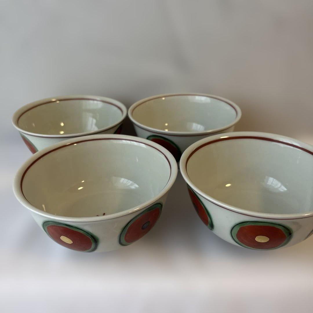 月乃桂窯　高橋芳宣　赤玉飯碗　4客セット