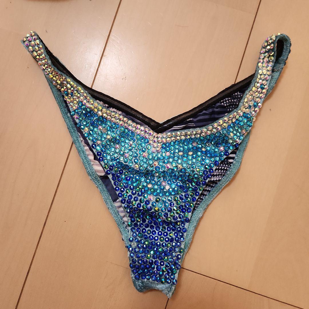 コンテスト用ビキニ　jbbf 青色系 アクセサリー付