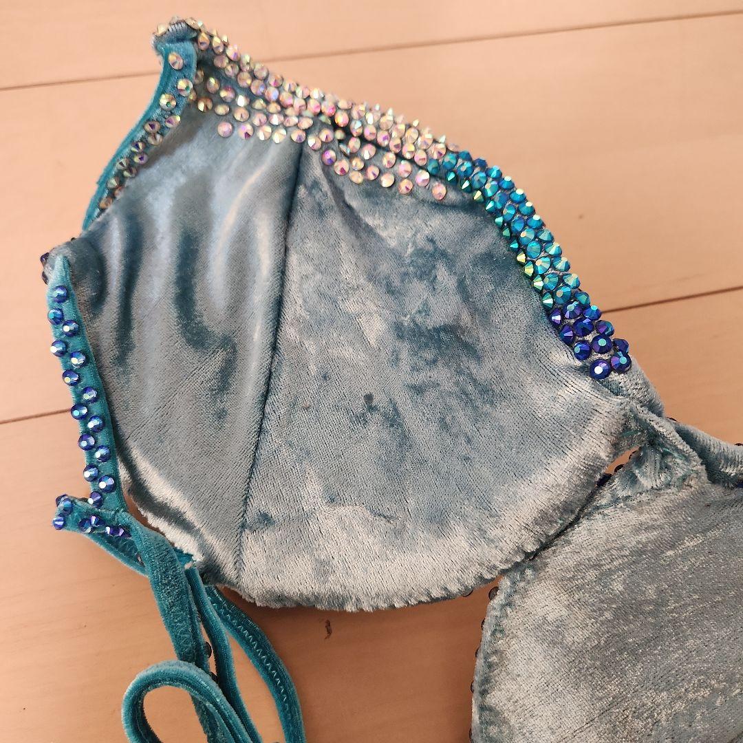 コンテスト用ビキニ　jbbf 青色系 アクセサリー付