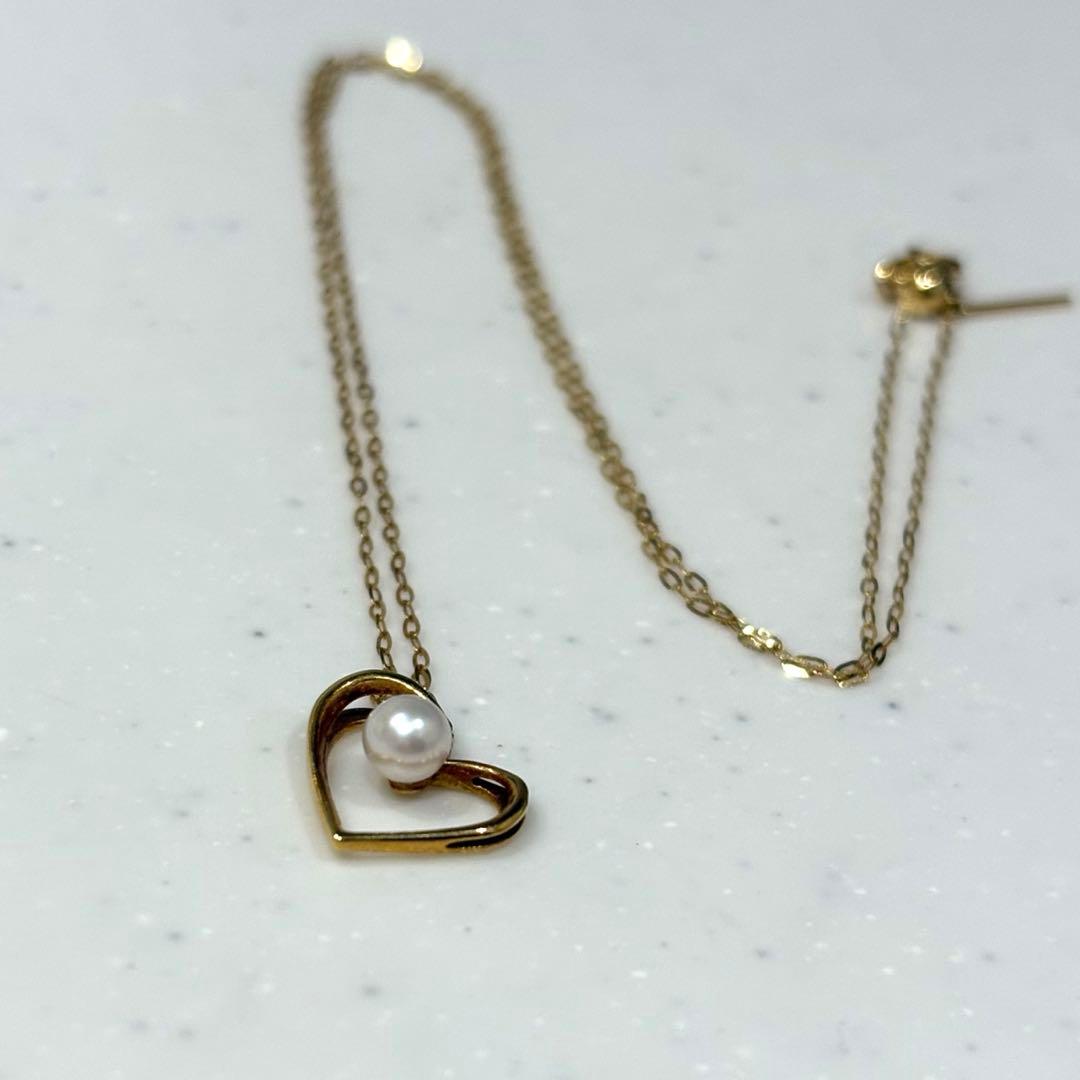 18金 K18 ゴールド ネックレス ハート パール プレゼント ジュエリー