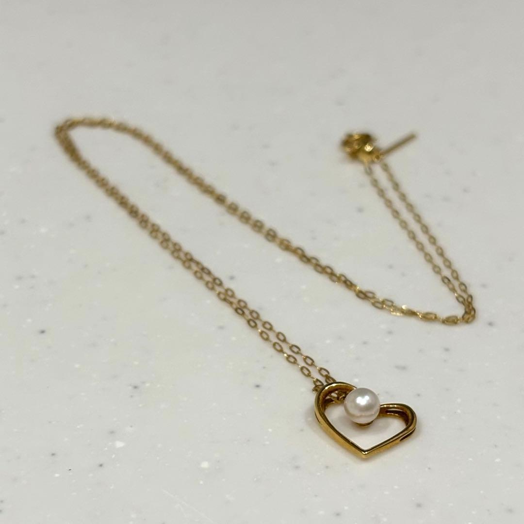 18金 K18 ゴールド ネックレス ハート パール プレゼント ジュエリー