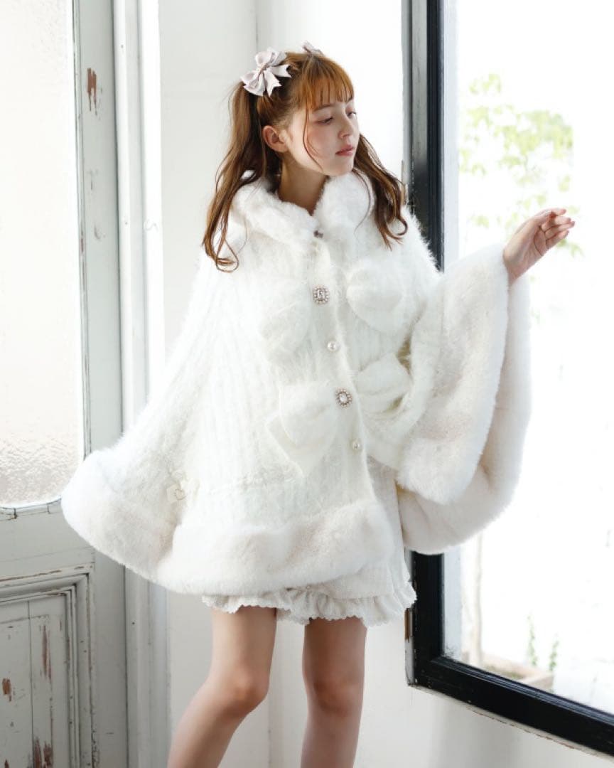 LIZLISAフード付きリボンポンチョ