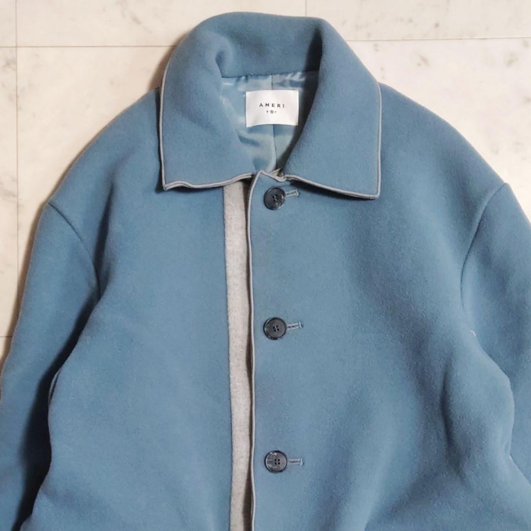 美品♪アメリ ラトーレ バイカラー オーバーサイズ ミディコート サックスブルー