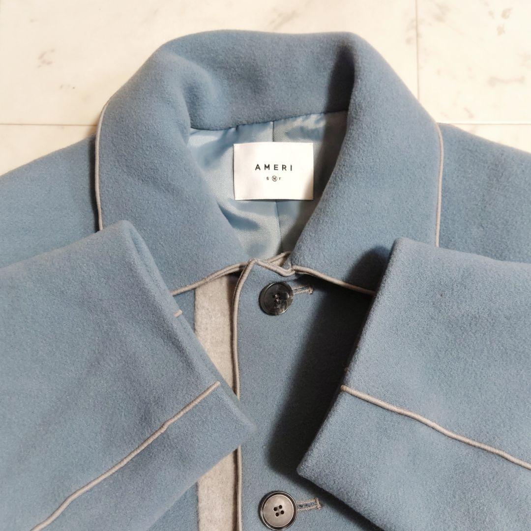 美品♪アメリ ラトーレ バイカラー オーバーサイズ ミディコート サックスブルー