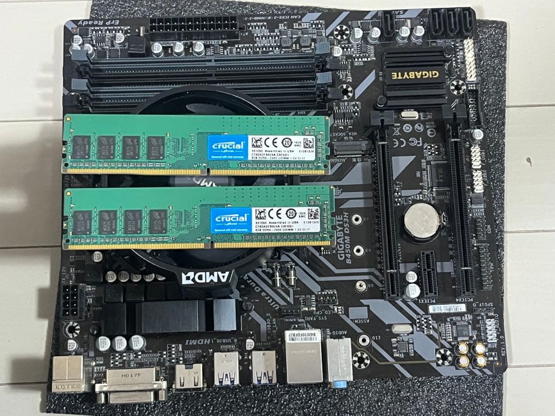 AMD Ryzen 5 2600+GIGABYTE B450M+8GB2枚セット