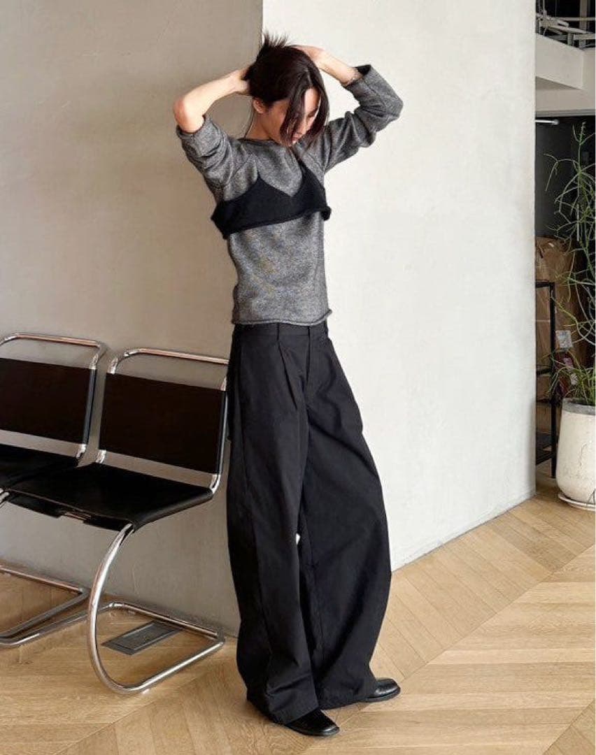 SeaRoomlynn Fluffy Cottonストレートパンツ　ブラック