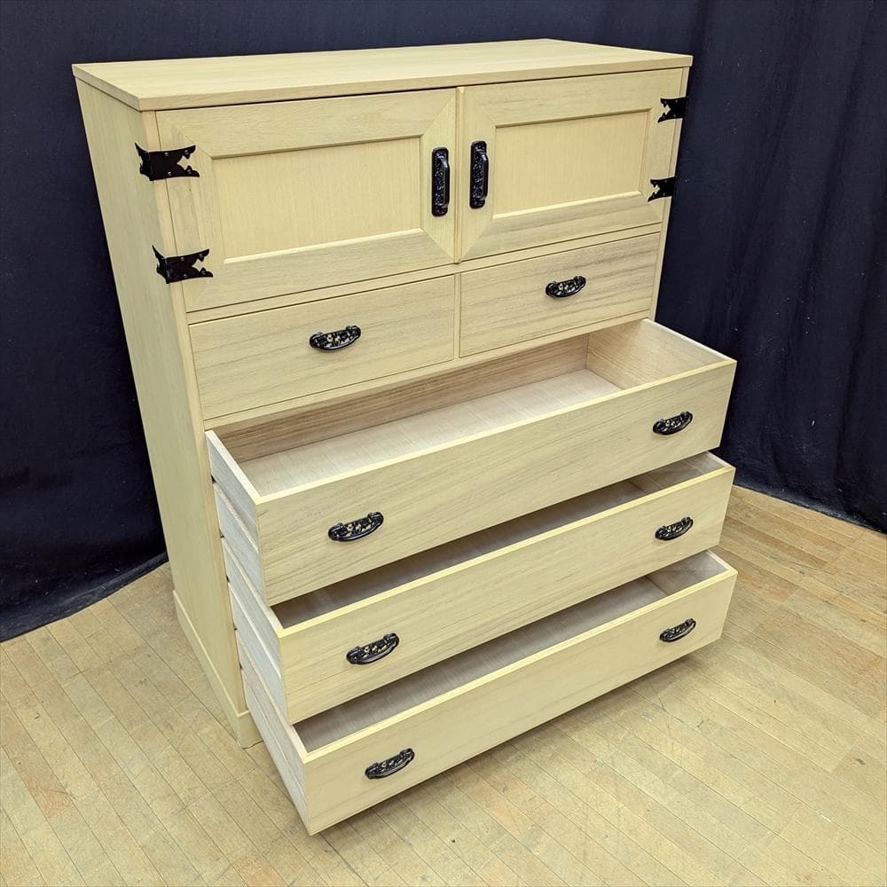 マーゼルン　肥前桐民芸　天然木 桐　とのこ仕上げ　整理箪笥　和箪笥　箪笥　タンス