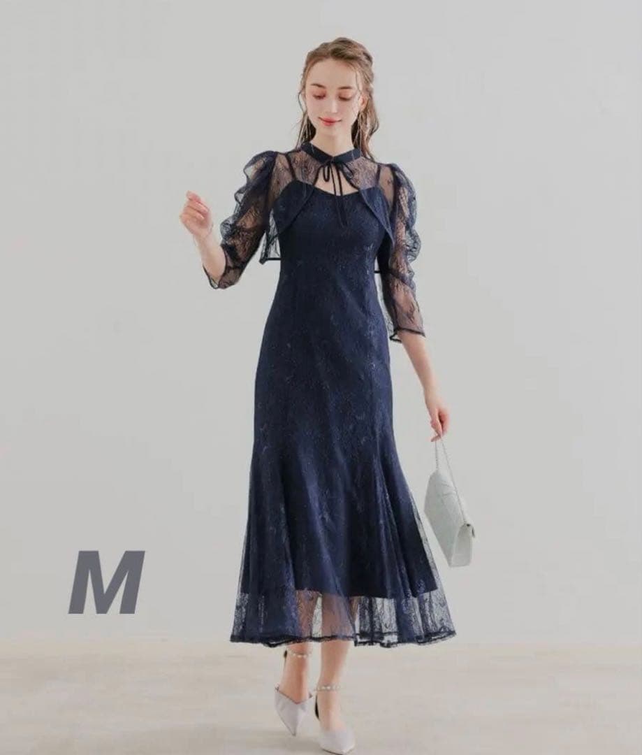 ★新品★ドリードール　ボレロレイヤーレースドレ　ネイビー　M