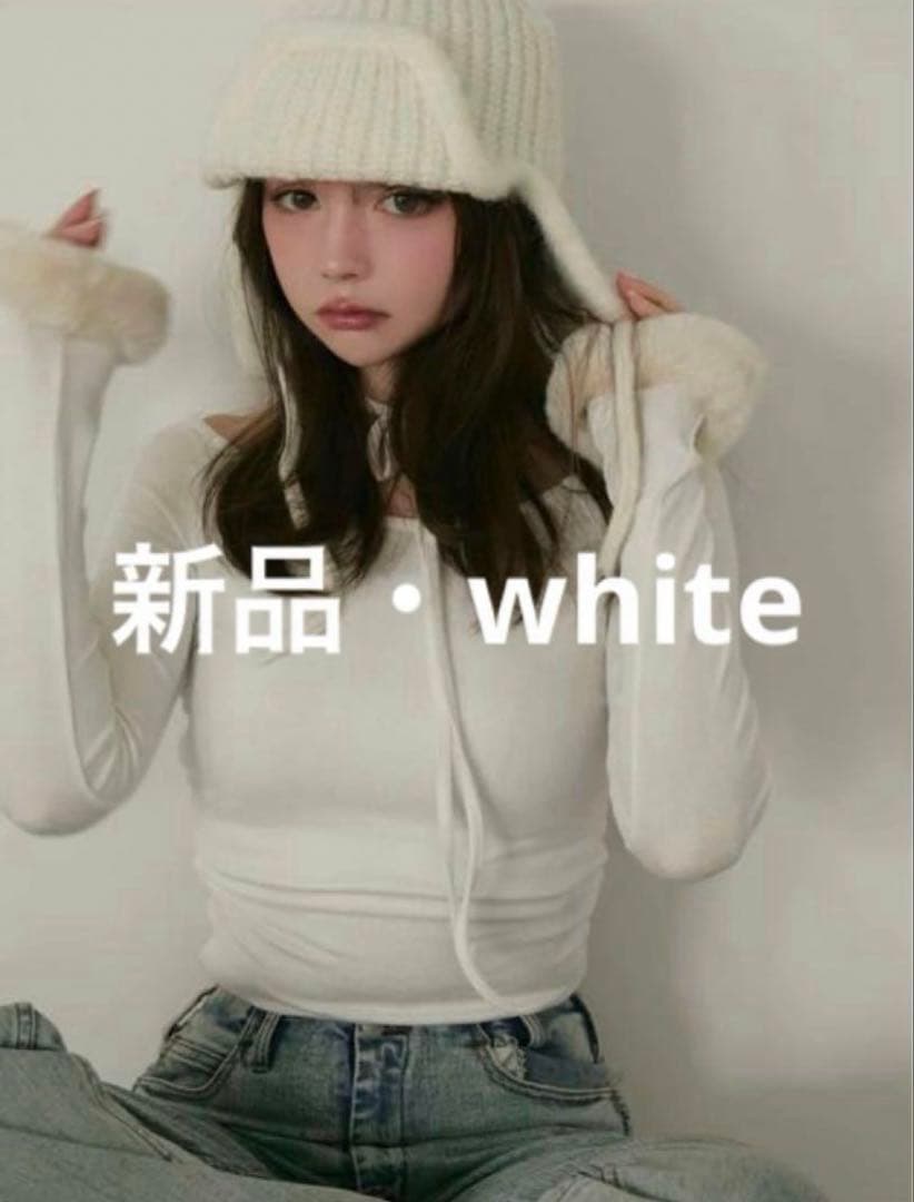 【新品】andmary Ravi fur tops white