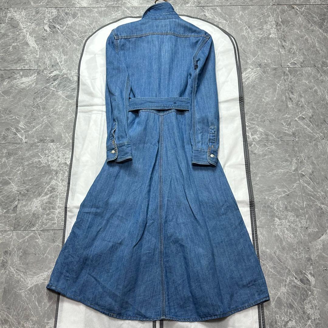 美品♡ラルフローレン　デニムシャツワンピース　ベルト　ロング　長袖　リネン