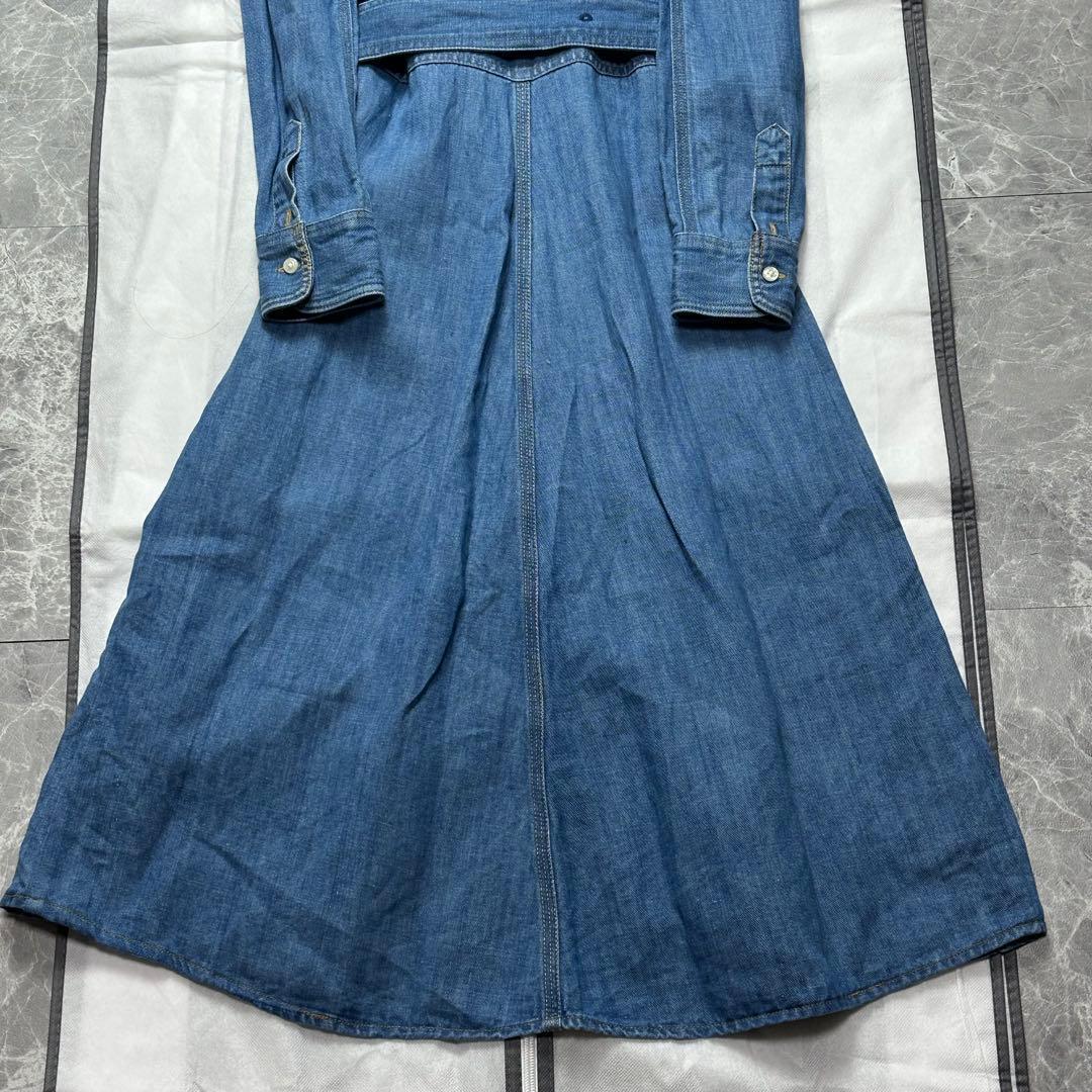 美品♡ラルフローレン　デニムシャツワンピース　ベルト　ロング　長袖　リネン