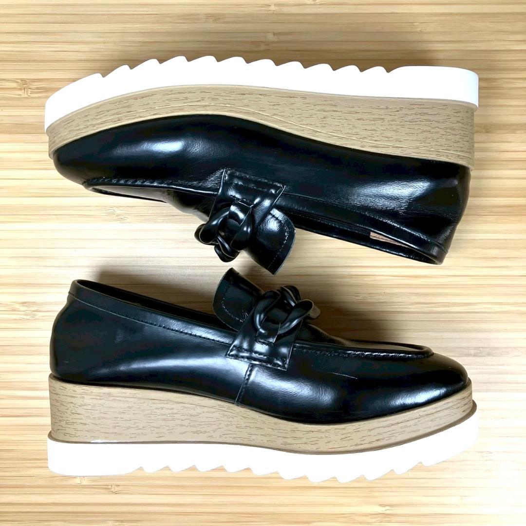 【美品】STACCATO ジリアンモードプラットフォーム ローファー 黒 23
