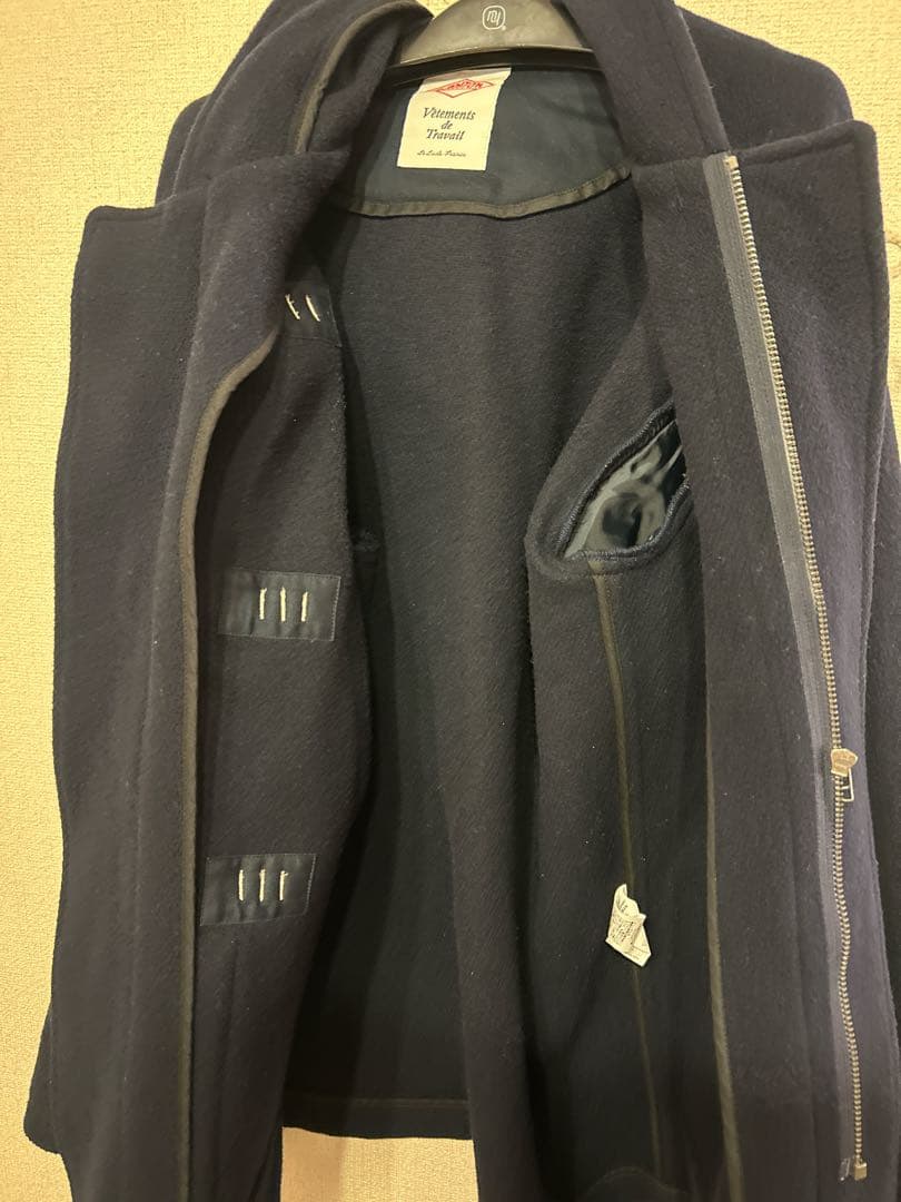 DANTON ダントン ダッフルコート ウールパイル 38 ネイビー