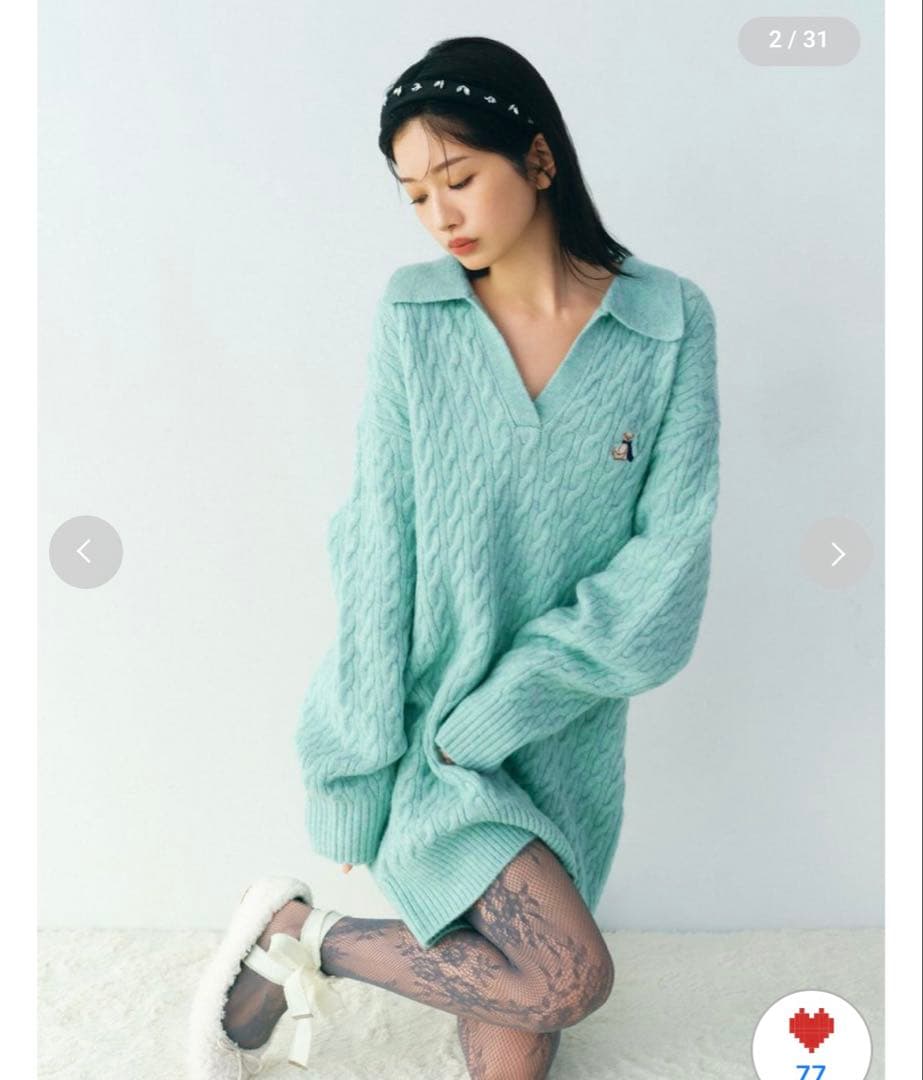 LILY BROWN Lily Bearケーブルニットワンピース 新品、未使用