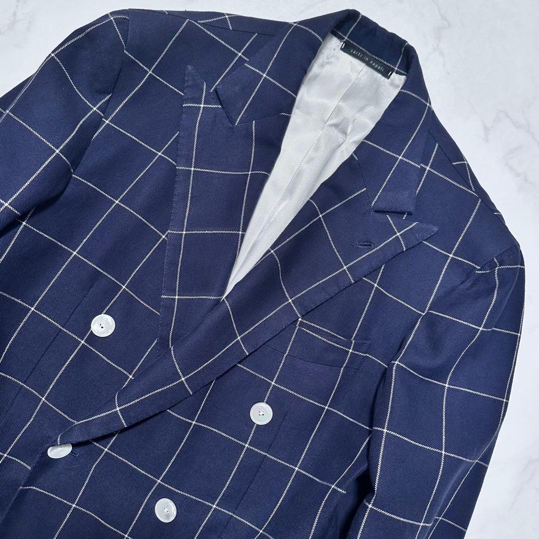 XL相当◎デペトリロ Vesuvio ダブルブレストテーラードジャケット 紺50