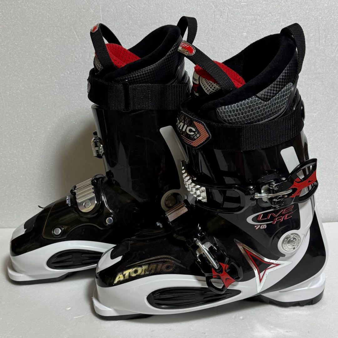 28-28.5cm スキーブーツ黒色ブラックホワイト初心者329mmATOMIC