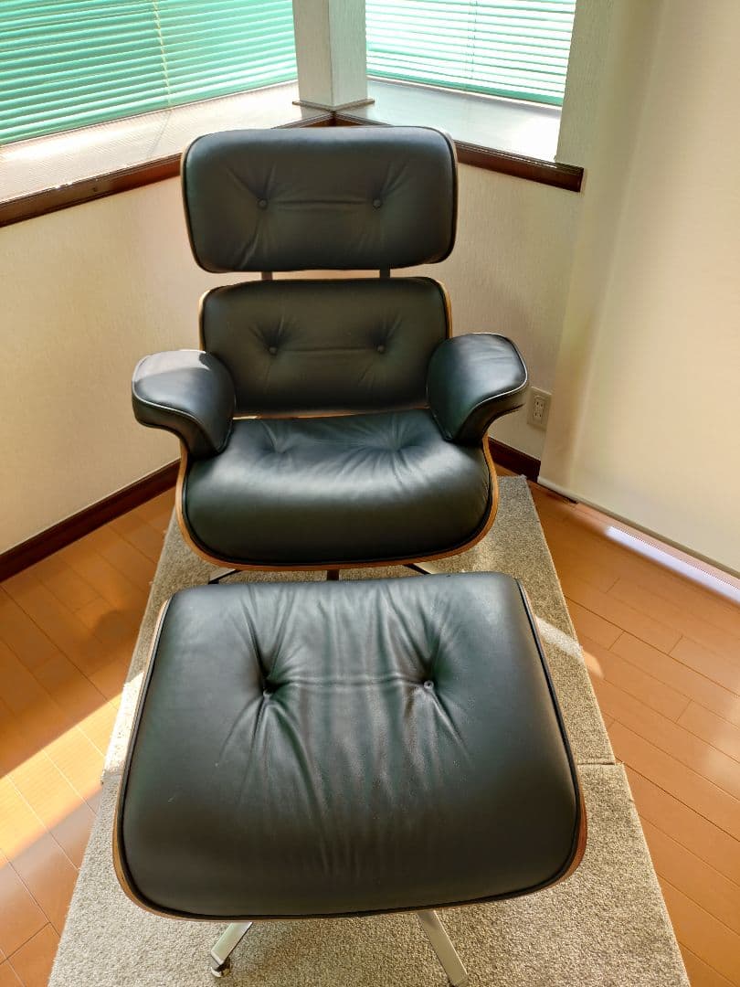 【引取希望】パーソナルチェア＆オットマン　イームズ　リプロダクト品　黒　レザー