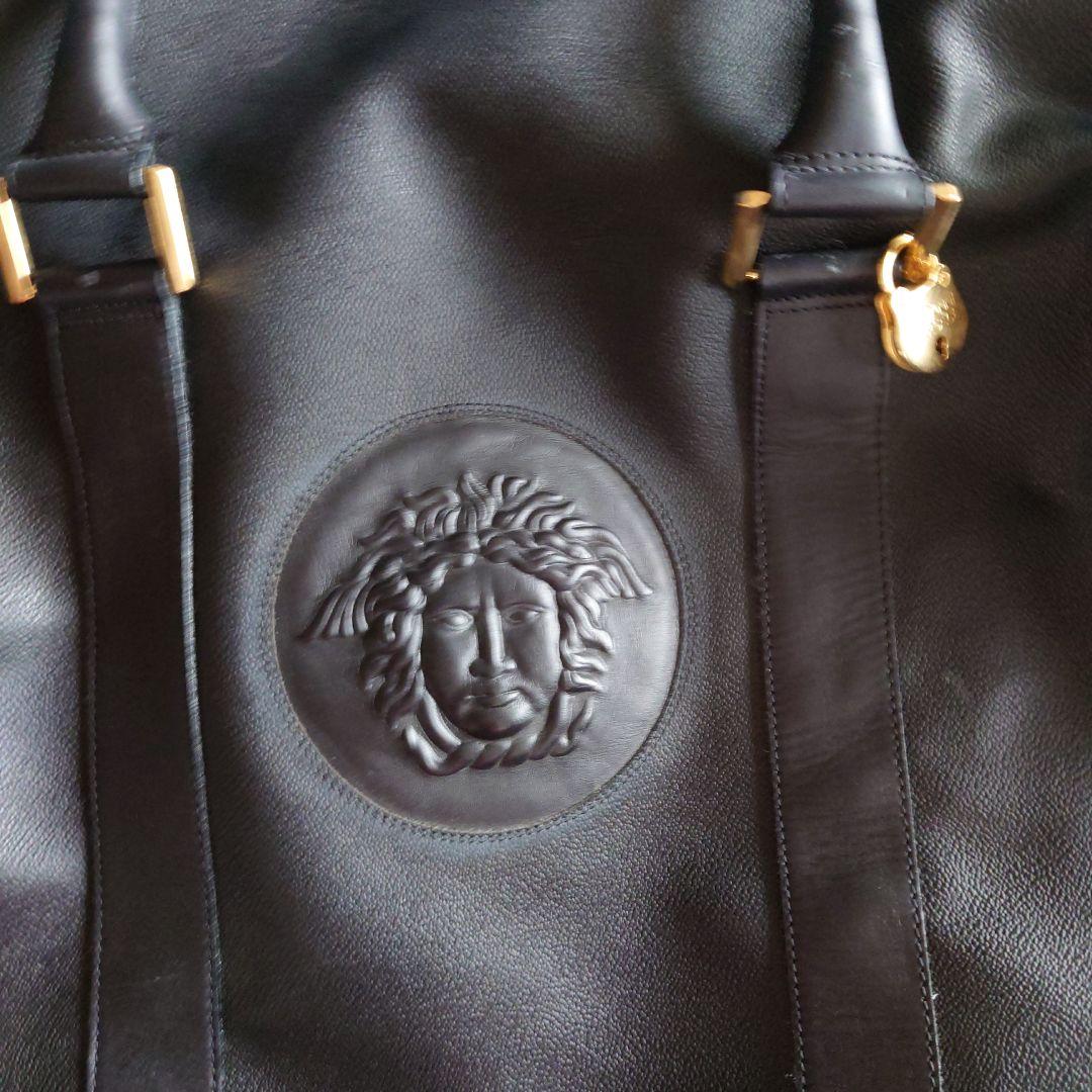 値下げ　VERSACE　黒 レザー ボストンバッグ