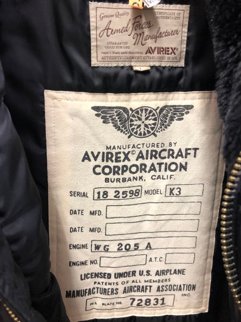 AVIREX アヴィレックス N-3B フライトジャケット