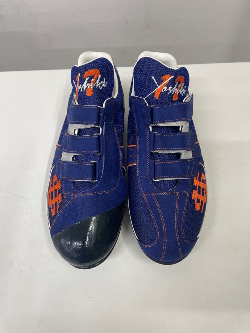 【新品未使用】オーダー野球スパイク 投手用 P革付きロイヤルブルー/オレンジ