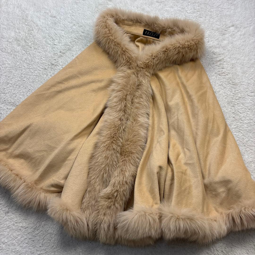 SOLEIL アンゴラ100% ケープコート シャドーフォックスファー