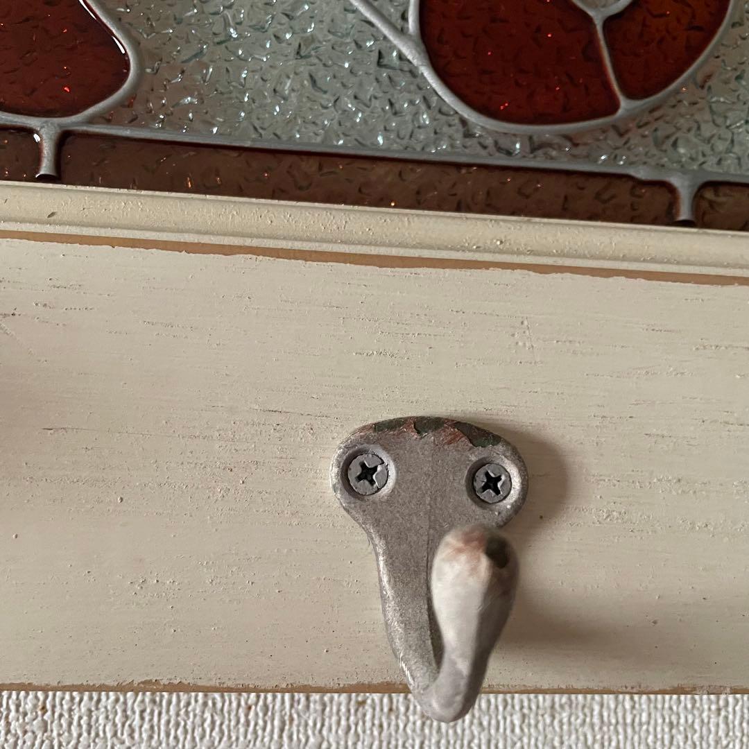 アンティーク風 ステンドグラスフック付きパネル