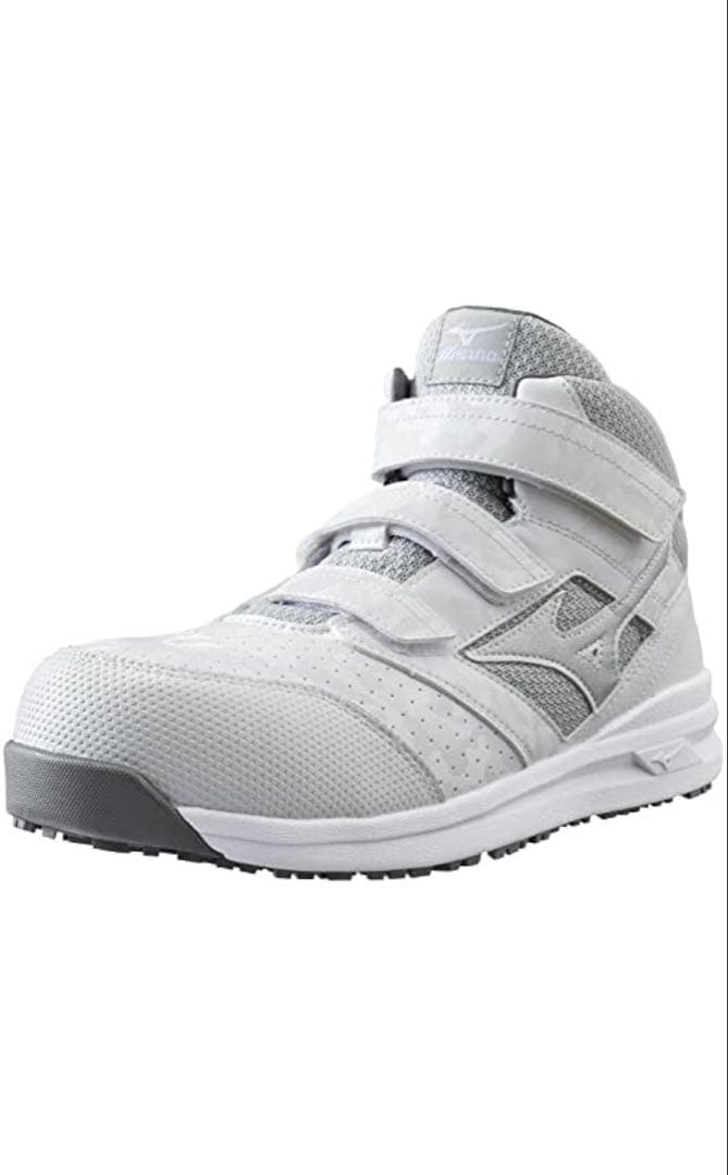 ミズノ　ハイカット安全靴 ホワイト／シルバー 25cm